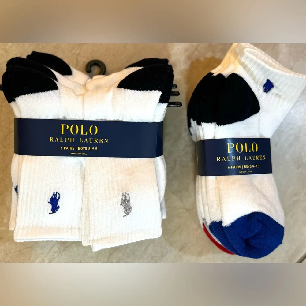 Polo Ralph Lauren 6-Pk Color-Blocked Quarter Socks & Athletic Crew Sock 6-Pack